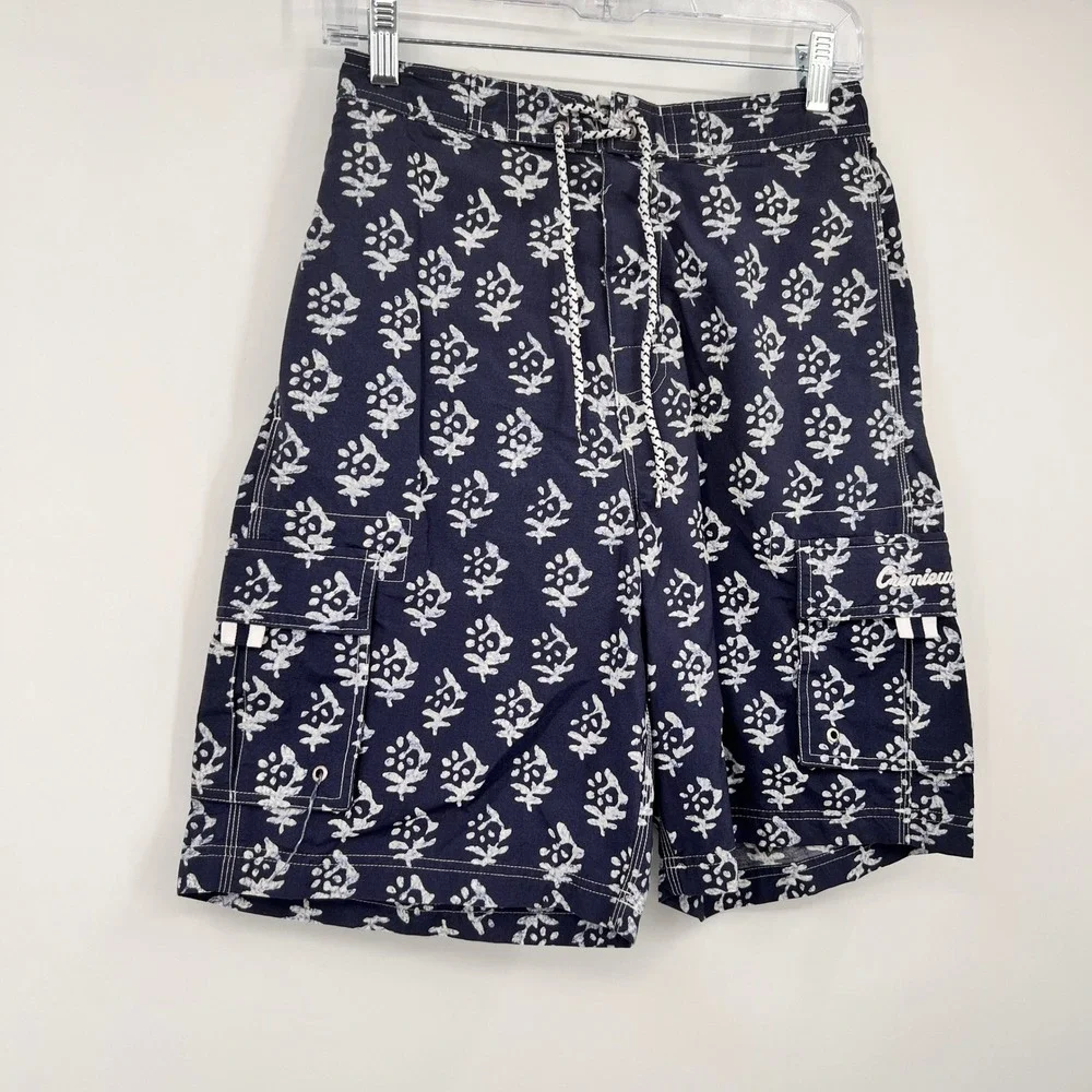 VTG Daniel Cremieux Surf Gear Mens Small Navy Blue Floral Cargo Board Short Swim
